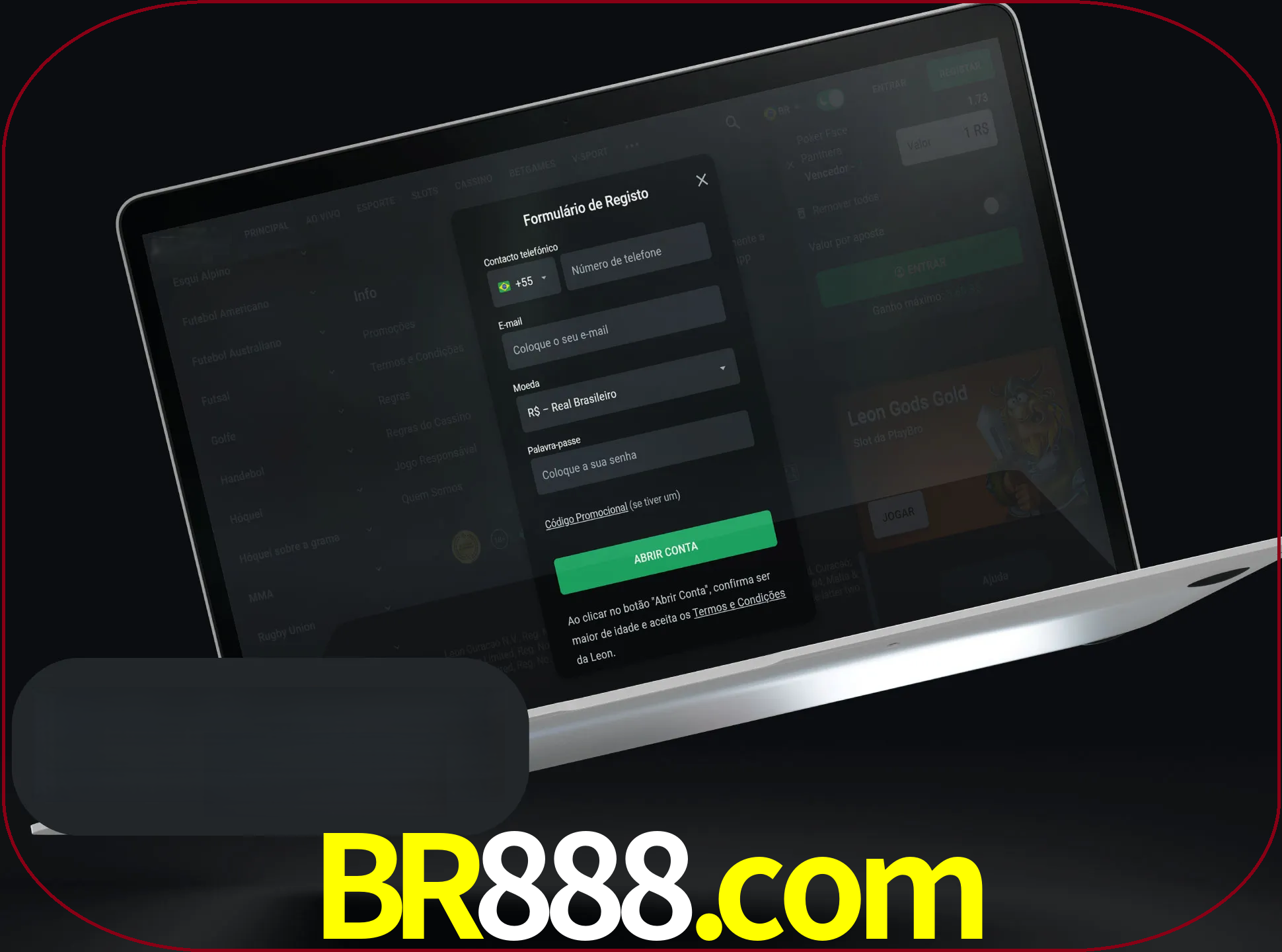 Abra o site da LeonBet e crie sua própria conta.