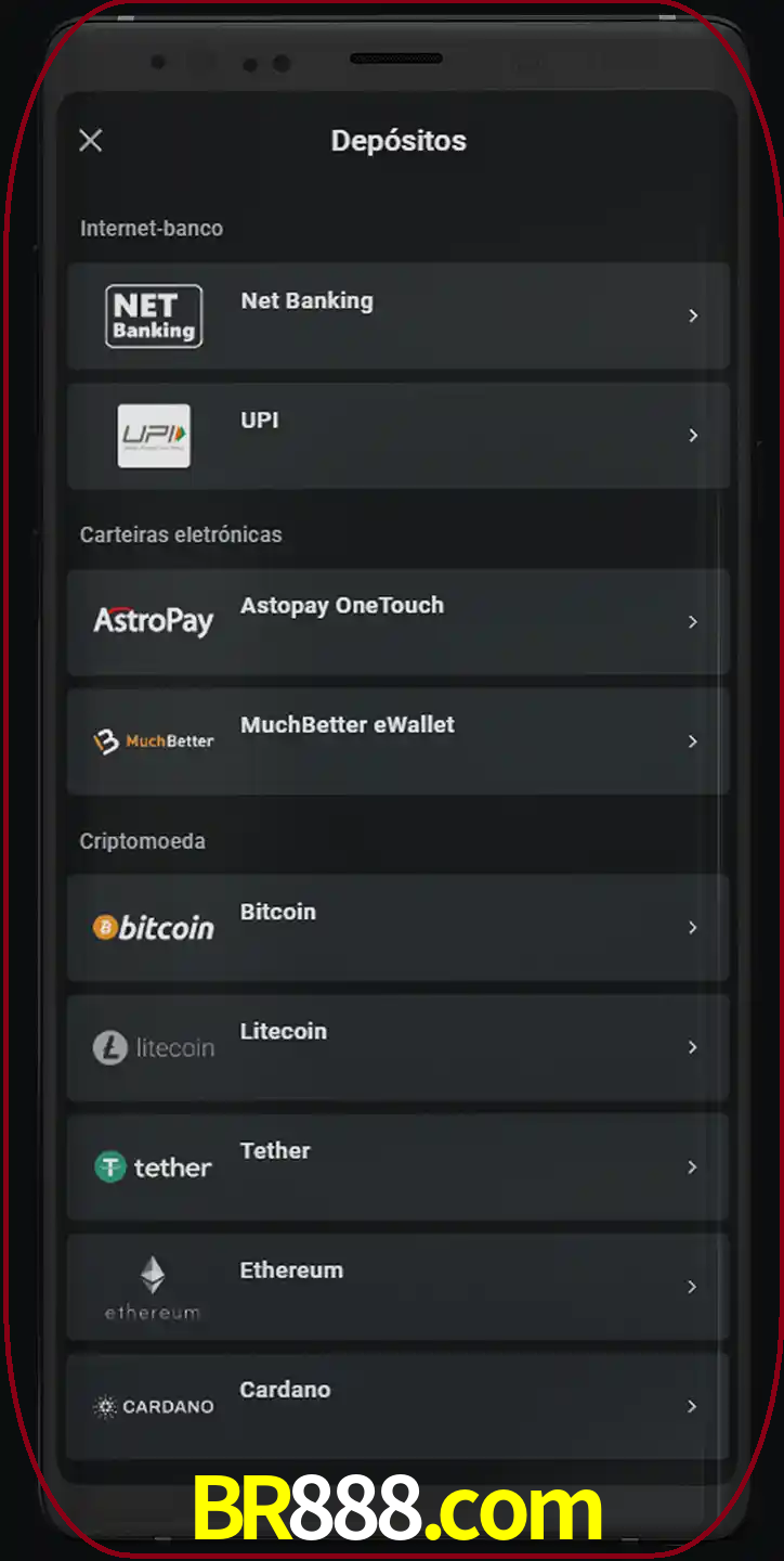 Você pode usar métodos alternativos de depósito.