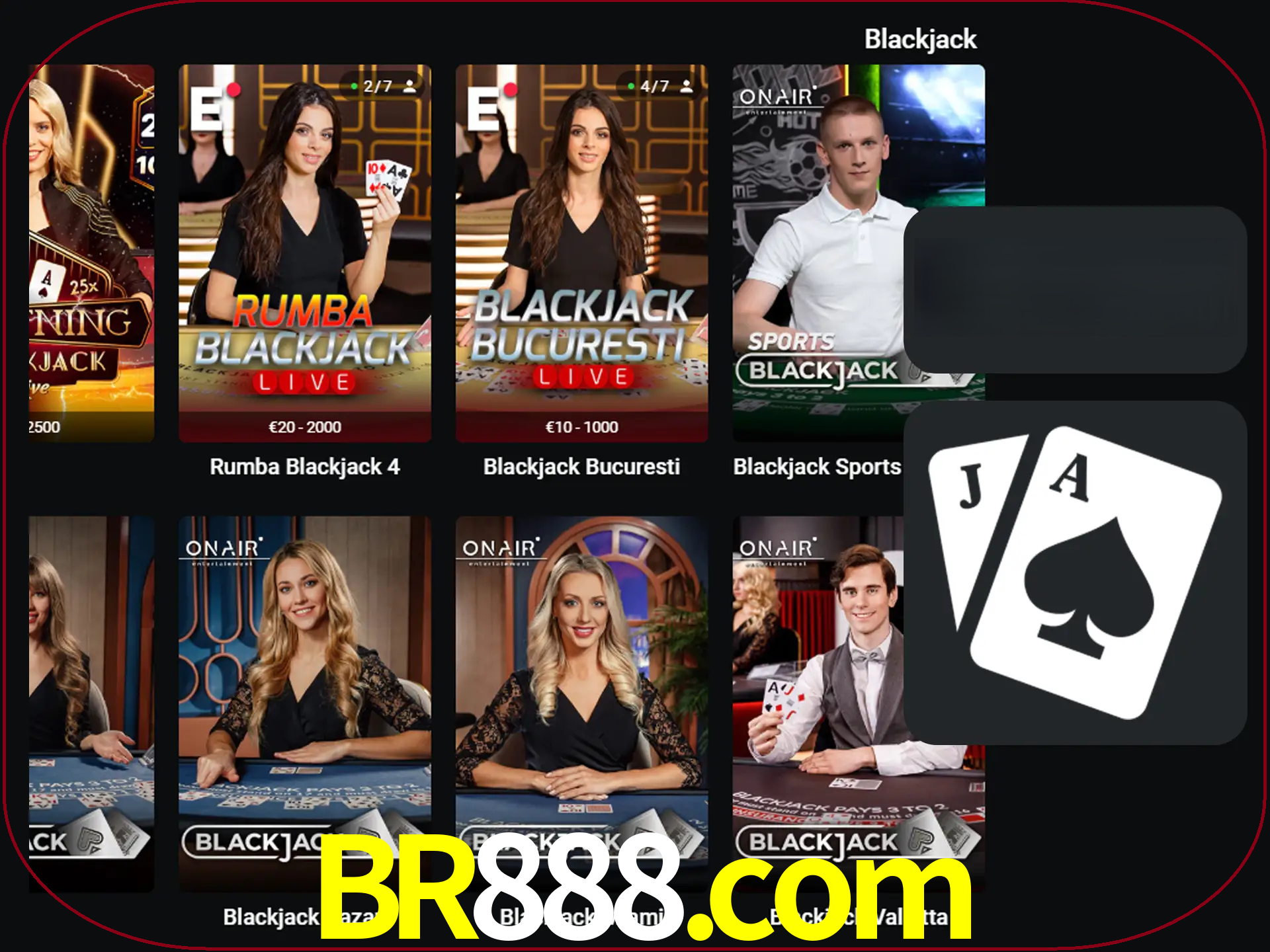 Escolha uma mesa completa de jogadores de blackjack.